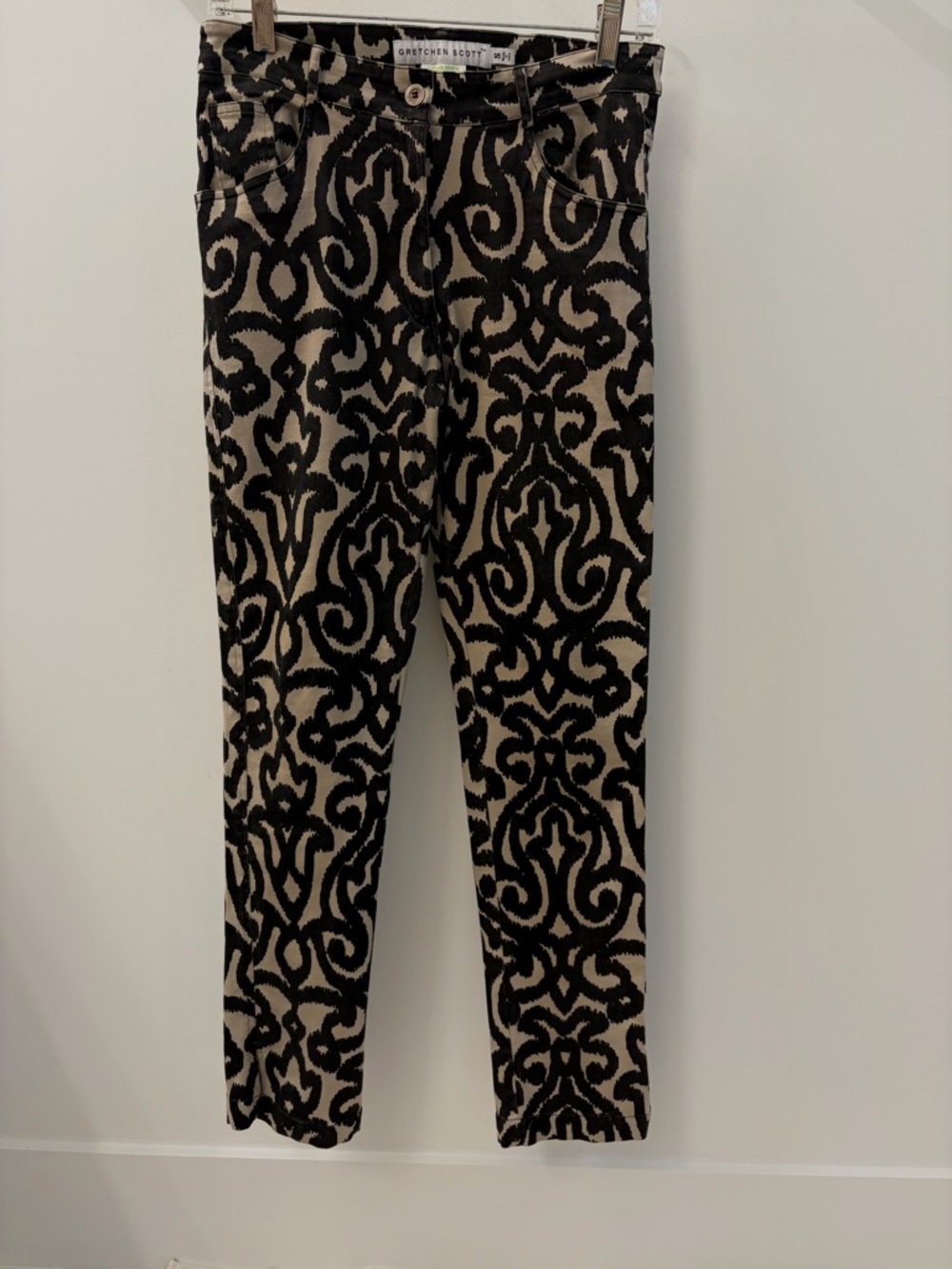 Gretchen Scott Designs Black and Cream Stretch Straight Leg Pants